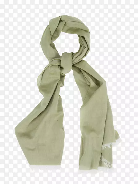 棉质条纹亚麻绿围巾