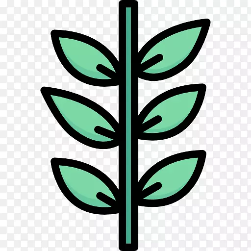 剪贴画叶、植物茎、花线-叶