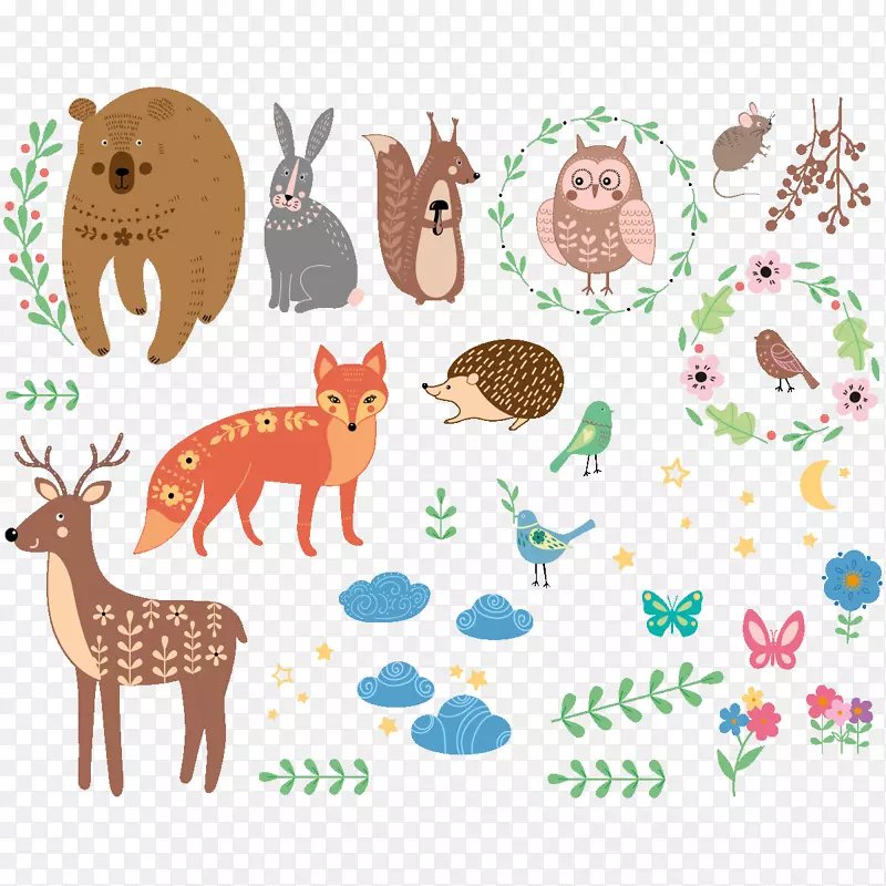 剪贴画贴纸驯鹿墙贴纸斯堪的纳维亚驯鹿