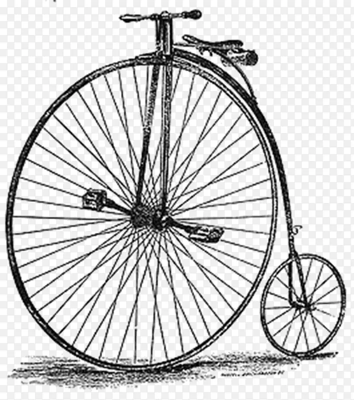 自行车车轮便士插画图形.自行车车头