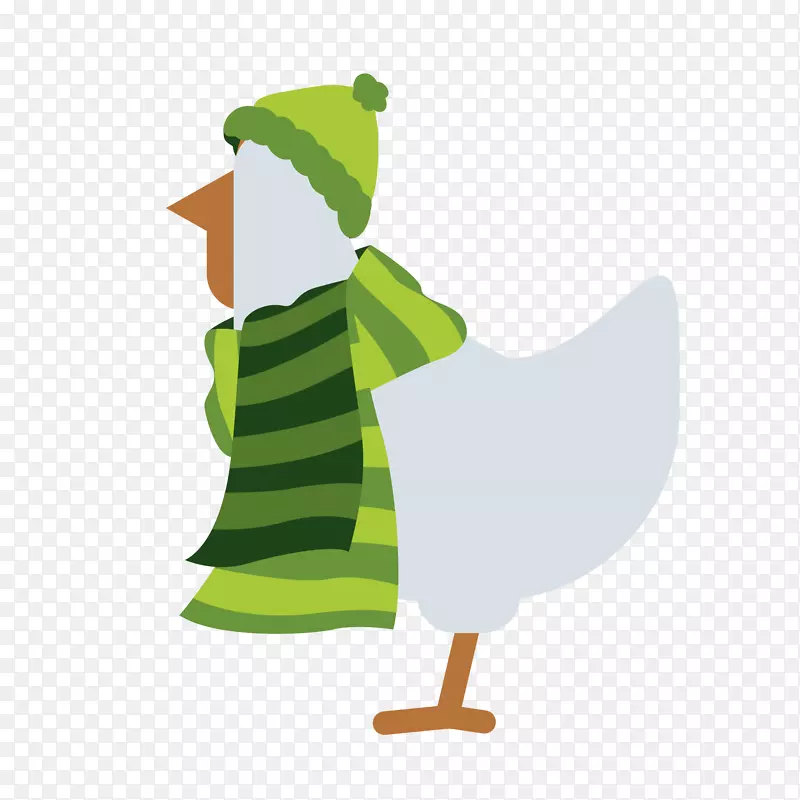 鸭夹艺术插图产品设计绿鸭