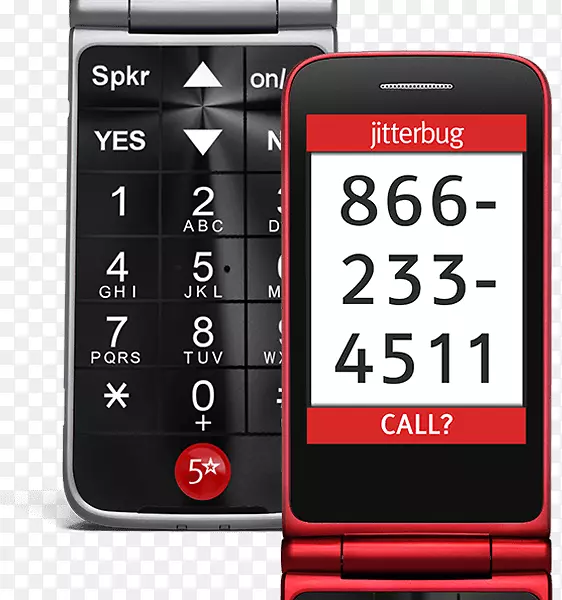 功能手机智能手机Jitterbug翻转易用手机石墨灰色翻盖设计蜂窝网络大屏幕手机