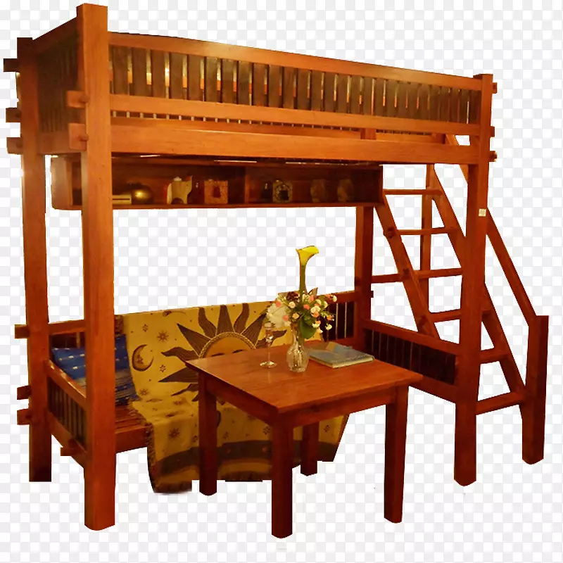 双层床架木家具.木制甲板