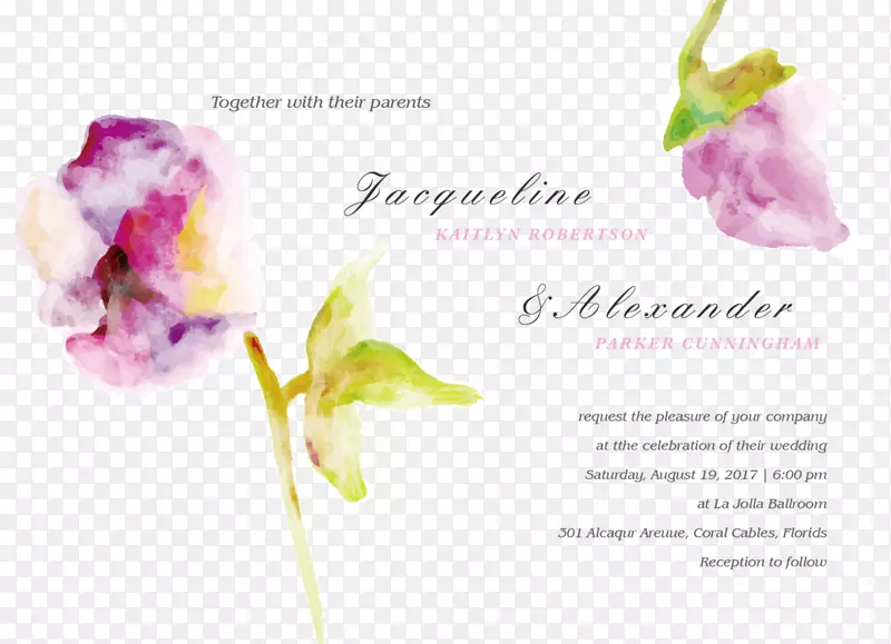 玫瑰切花婚礼邀请花卉设计-现代邀请