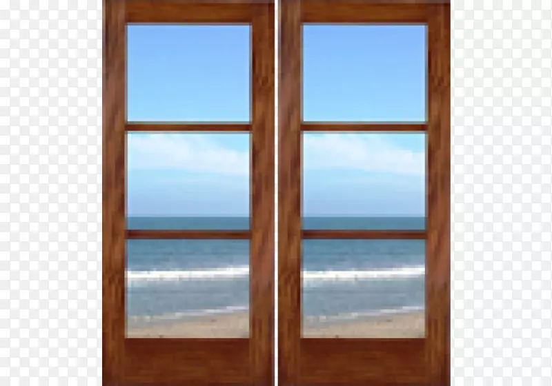窗木染色漆画框.透明玻璃门
