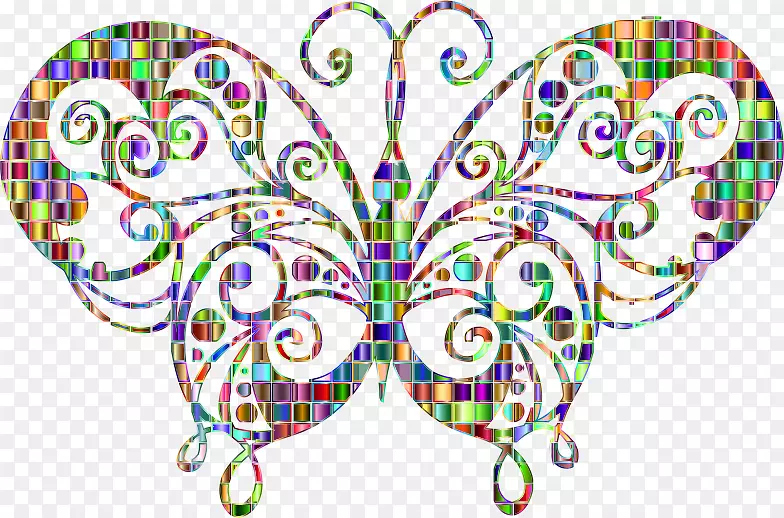 帝王蝴蝶夹艺术图片开放部分-马赛克瓷砖