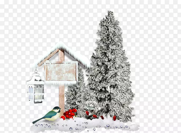 冬季花园圣诞树桌面壁纸.冬季花边