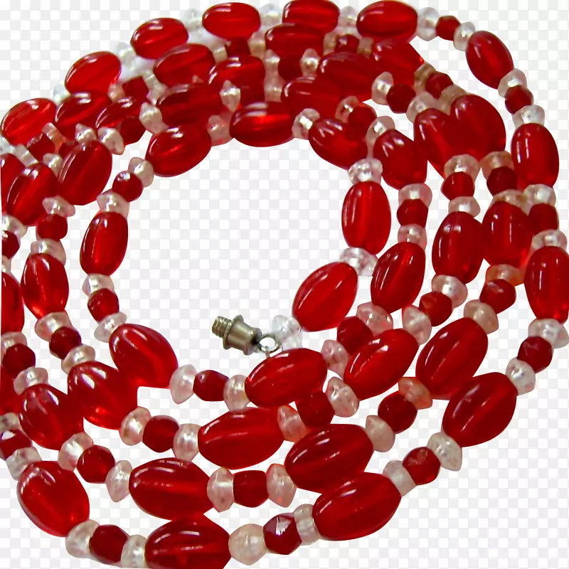 透明玻璃珠项链红玻璃