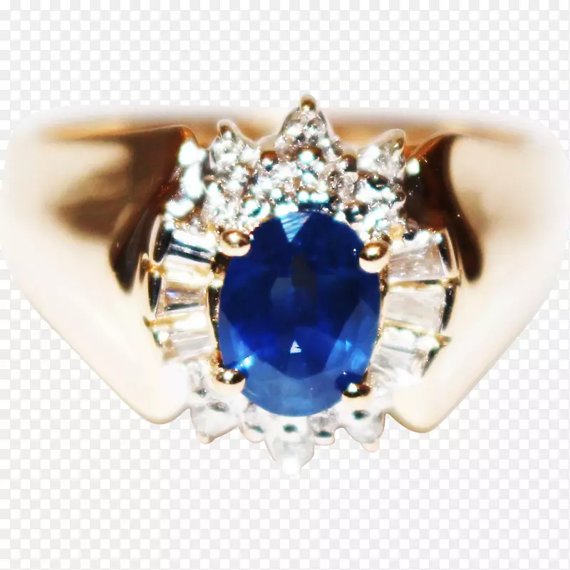 蓝宝石蓝色珠宝戒指-蓝宝石