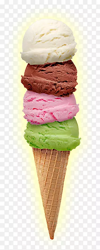 冰淇淋圆锥圣代完美的独家：冰淇淋，山梨，花岗岩，和甜食伴菜勺-冰淇淋。