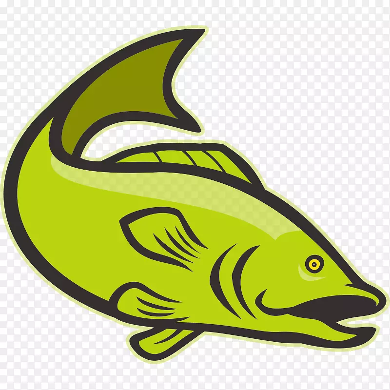 大口鲈鱼夹艺术图形插图-鲈鱼捕鱼