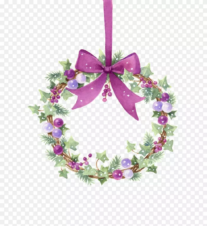 花环剪贴画圣诞日图片陈年圣诞-花环紫色