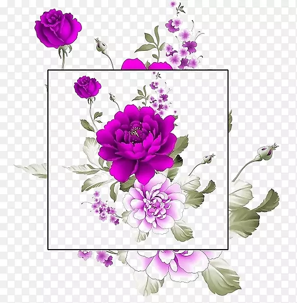 花园玫瑰花卉图案牡丹水彩画-牡丹