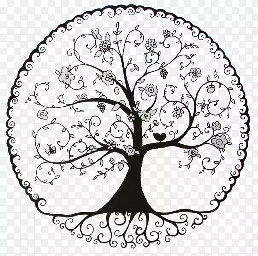 生命之树松树画符号-树