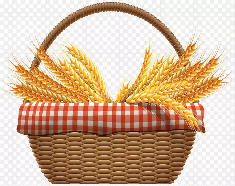 剪贴画野餐篮小麦麦片-小麦