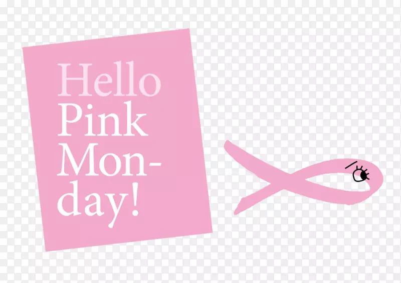 品牌贺卡标志粉红色丝带-你好星期一
