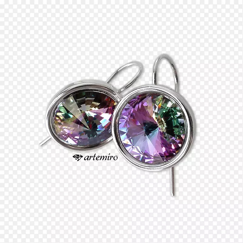 紫水晶耳环体珠宝银光小径