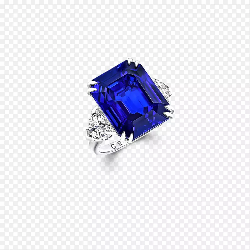 蓝宝石耳环，格拉夫钻石，宝石-蓝宝石