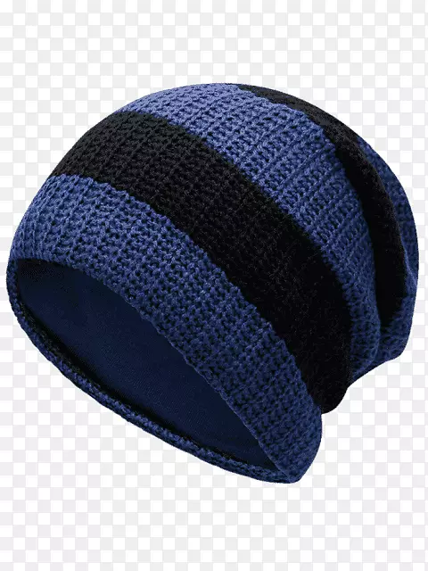 细布针织帽，羊毛，钴蓝-豆角