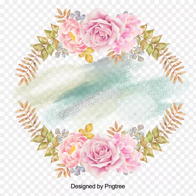 水彩画花园玫瑰花卉设计