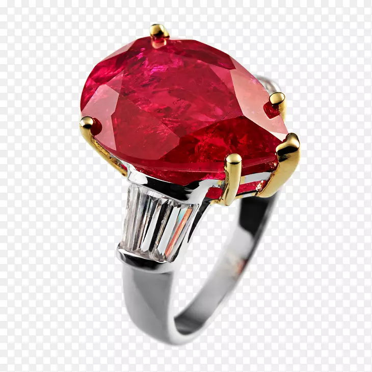 红宝石耳环宝石珠宝-带戒指