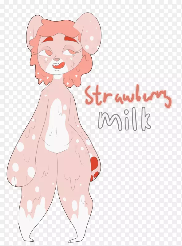 插画食肉动物脸颊剪贴画花瓣草莓奶