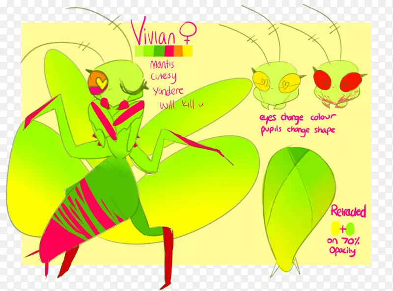 蝴蝶夹艺术昆虫插图设计-螳螂