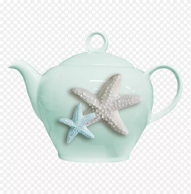 茶壶产品海星杯青绿色卡通海星