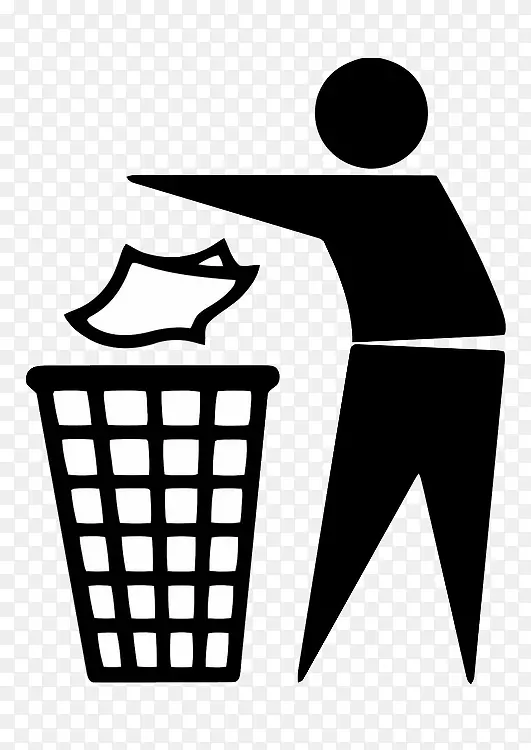 整洁的人垃圾桶和废纸篮标志夹艺术-垃圾填埋场