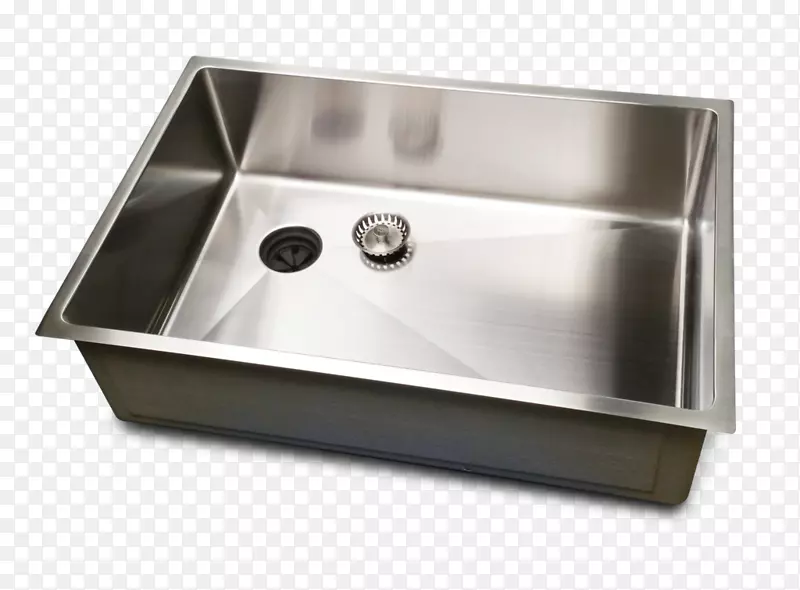 厨房水槽水龙头把手和控制排水不锈钢水槽