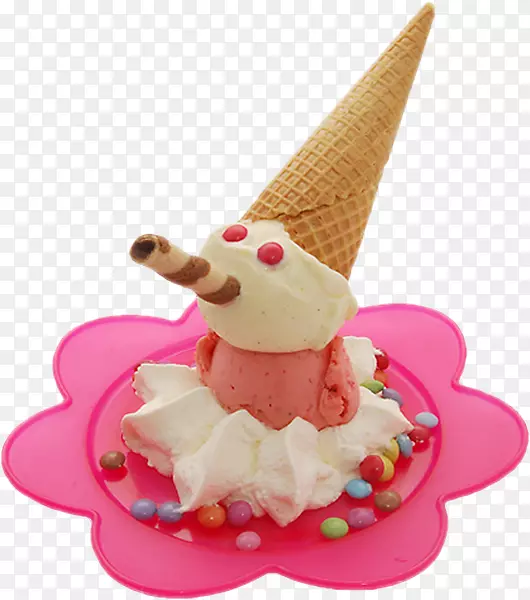圣代冰淇淋锥体那不勒斯冰淇淋冷冻酸奶冰淇淋