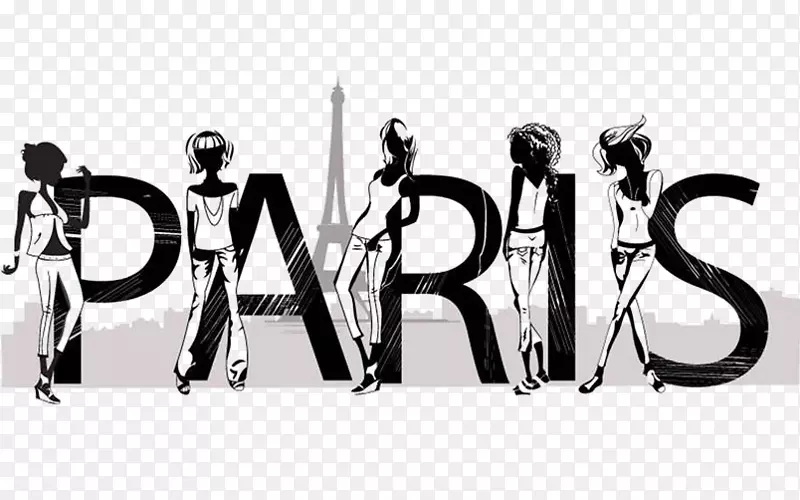 徽标黑白字体产品设计-巴黎插图
