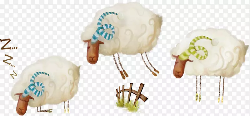 毛绒动物和可爱的玩具羊夹艺术-Oveja