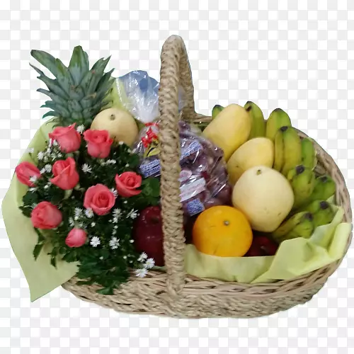 食品礼品篮，盛马尼拉花朵-秋收水果