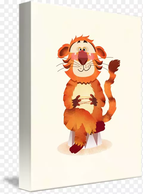 虎猫卡通画-橙色插图