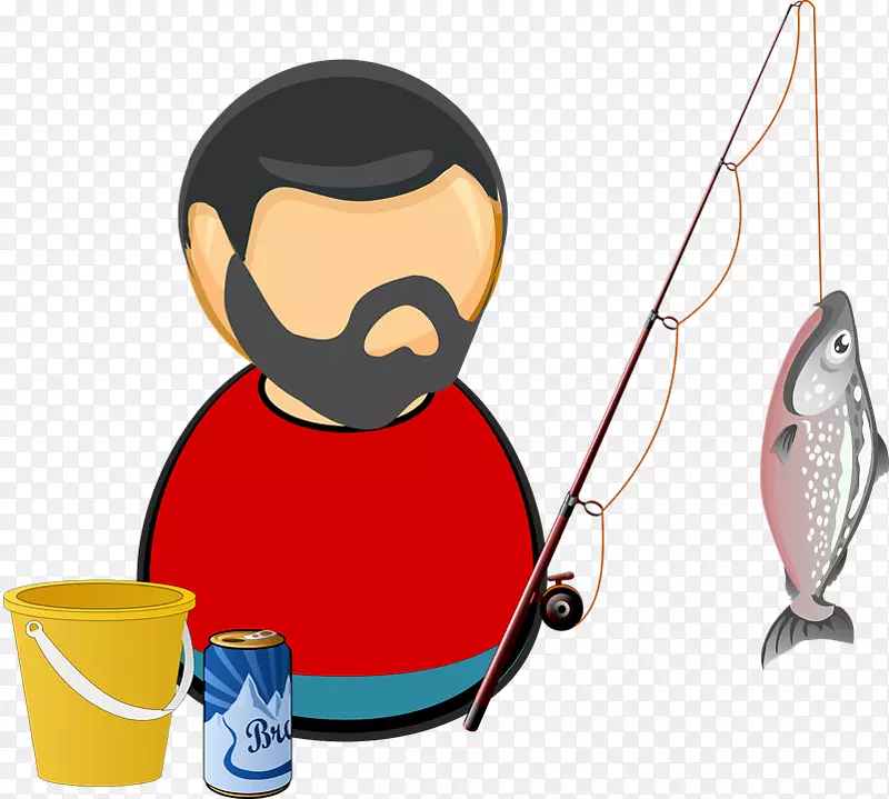 剪贴画作业渔民钓鱼形象-钓鱼