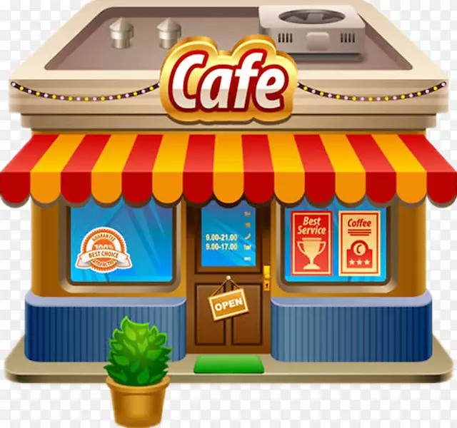 图形咖啡厅公司免版税-超市大楼