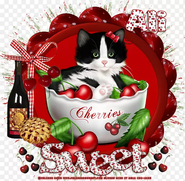 小猫须，圣诞装饰，樱桃水果-小猫