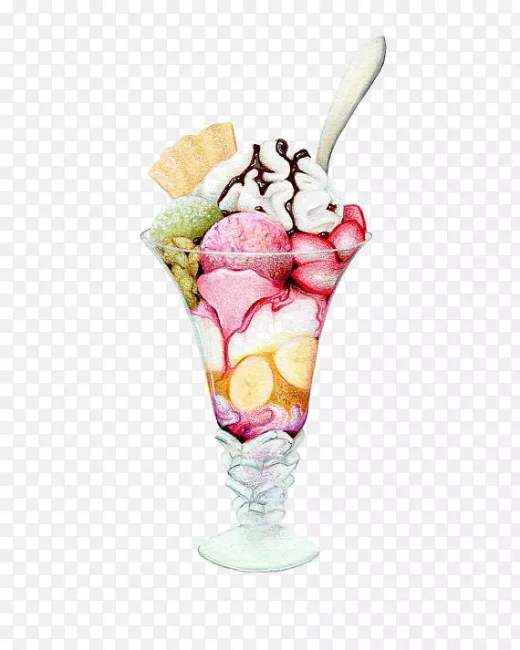 圣代冰淇淋锥画-冰淇淋