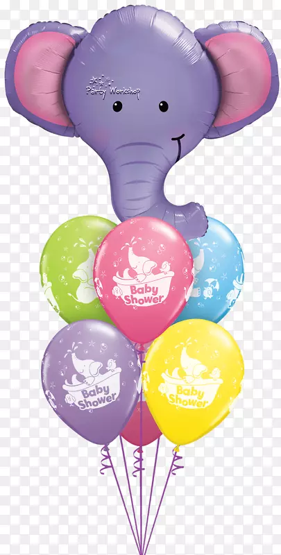 玩具气球派对生日宝宝淋浴-婴儿淋浴大象