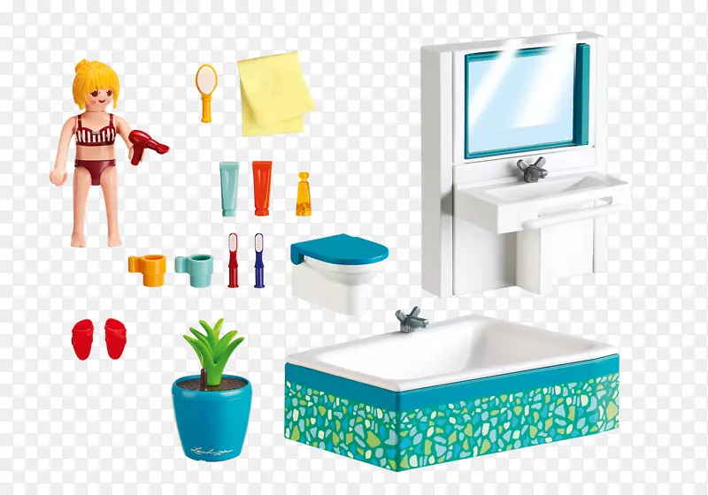 Playmobil现代豪华豪宅浴室玩具浴室-玩具