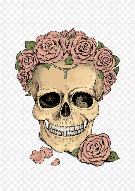 花卉设计插图头盖骨图样摄影.头骨
