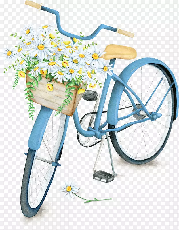 水彩画自行车插图图.自行车