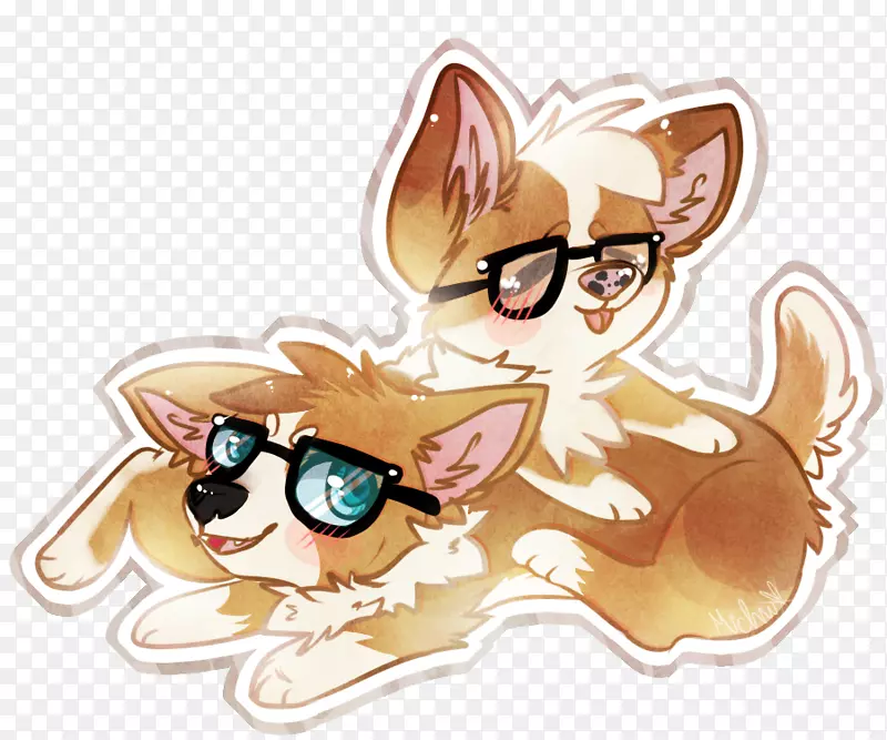 猫狗眼镜夹艺术插图-猫