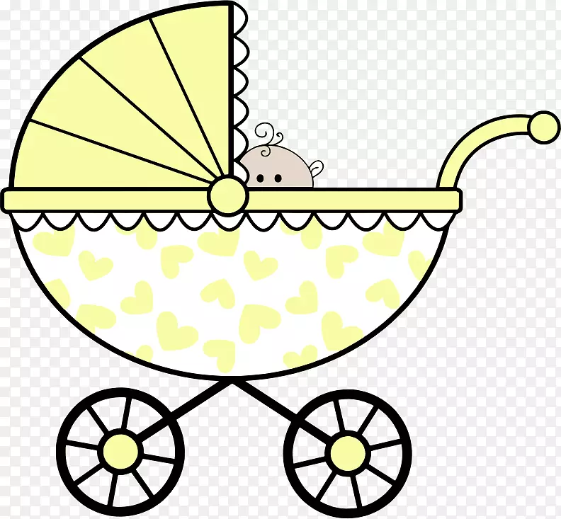 剪贴画婴儿淋浴婴儿尿布绘图-婴儿车剪贴画黑白相间