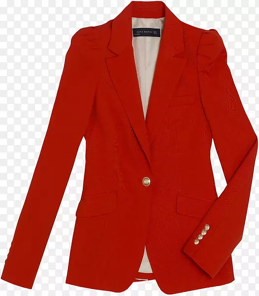 夹克衫Zara红色纽扣夹克