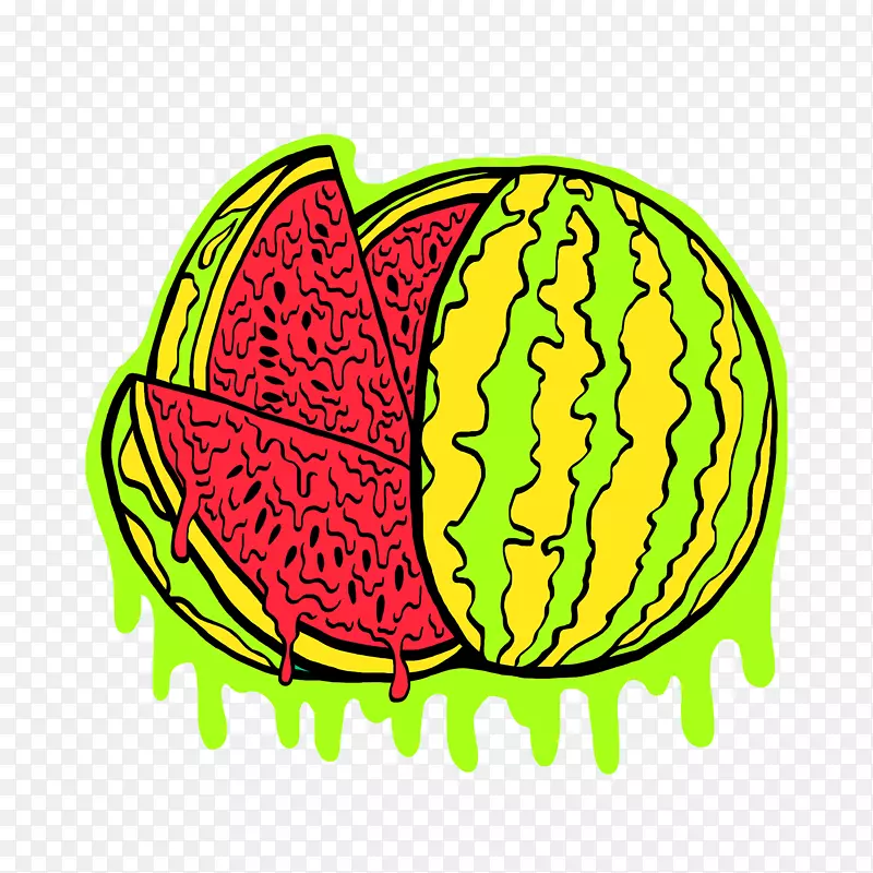 西瓜水果蔬菜t恤标签西瓜