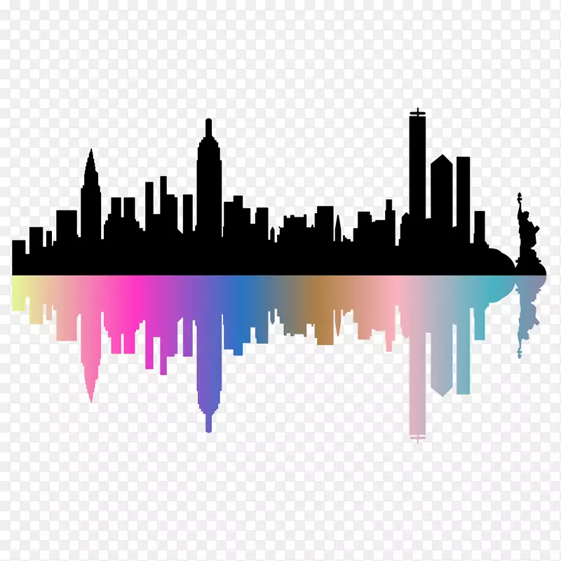 纽约市图形天际线轮廓新城市剪影