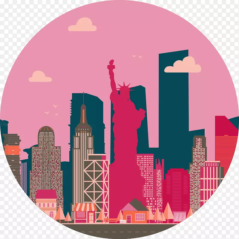 粉红色m插画产品字体-纽约大苹果