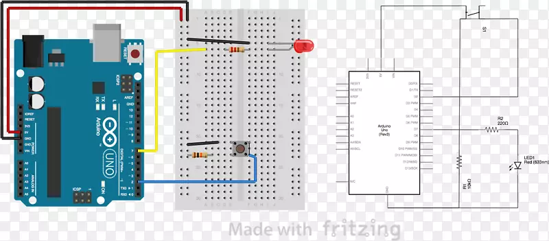 Arduino uno传感器发光二极管微控制器Arduino按钮拉出电阻器